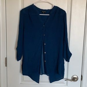 Button up blouse with sheer back detail